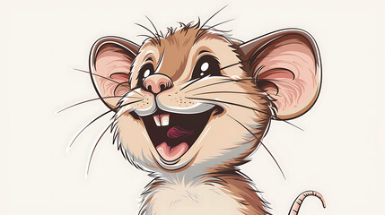 Wall Mural - Cute cartoon mouse with big ears and a big smile.