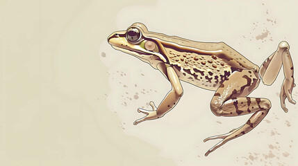 Sticker - Closeup of a frog with a textured beige background.