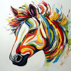 Poster - Abstract Colorful Zebra Horse Head Painting