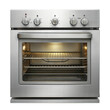 © stockpro - A modern stainless-steel oven with multiple controls and a spacious interior, ideal for baking and cooking various dishes. Isolated on transparent or white background.