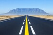 © Ilja - Open Road Leading to Majestic Table Mountain, Cape Town, South Africa Scenic Landscape Perspective
