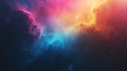 Wall Mural - A vibrant nebula with shades of pink, blue, and yellow against a dark starry background.