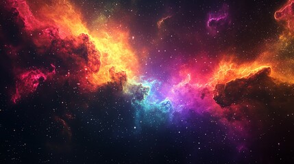 Wall Mural - Cosmic nebula with red, orange, and blue colors.
