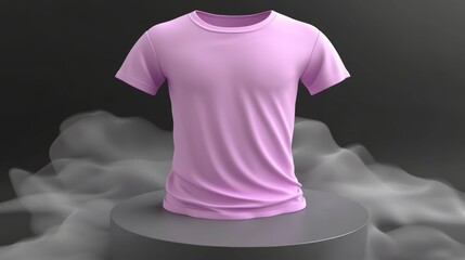 Canvas Print - Blank Pink T-Shirt Mockup on Pedestal with Smoke, Isolated Design Template 3D Rendering