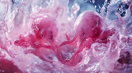 Poster - Abstract Pink Liquid Forms: A Surreal Exploration of Organic Growth