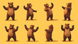 © Elnare - Cartoon brown bear in various poses.
