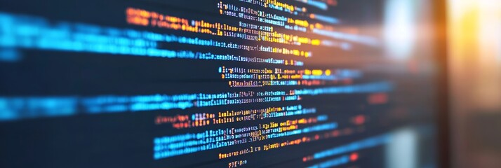 cybersecurity background secure software development code displayed on a monitor screen