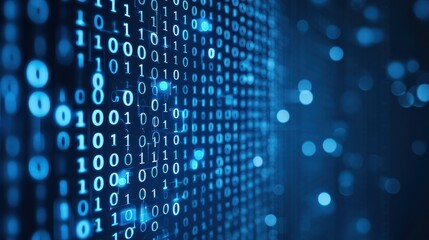 abstract blue binary code background