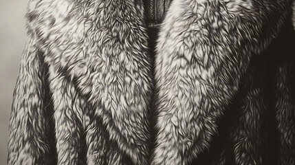 close up shot of a black and white fur coat.