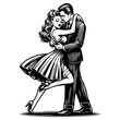 © Oleksandr Pokusai - couple dancing closely, elegant and romantic embrace in vintage attire sketch engraving generative ai fictional character PNG illustration. Scratch board imitation. Black and white image. © Oleksandr Pokusai - couple dancing closely, elegant and romantic embrace in vintage attire sketch engraving generative ai fictional character PNG illustration. Scratch board imitation. Black and white image.