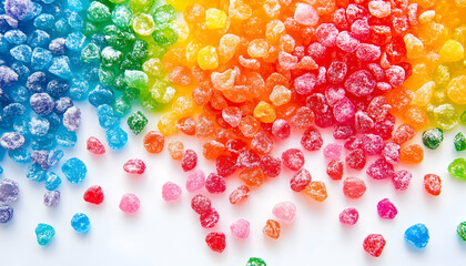 Wall Mural - Freeze Dried Rainbow Candy on a White Background   