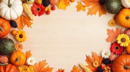 Sticker - Autumn Fall Harvest Thanksgiving Background Frame