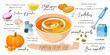 © Elen_Art - Vector picture recipe of yummy pumpkin creamy soup with text and pictures.