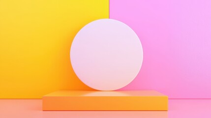 Wall Mural - Minimalist Abstract Background with Yellow  Pink  and White Shapes