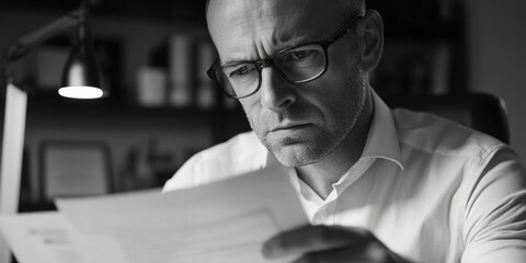 Canvas Print - Focused Businessman Reviewing Documents