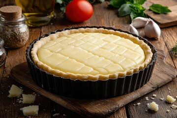 Wall Mural - A Close-up of a Tart Shell Filled with Creamy Filling