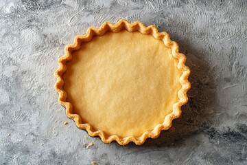 Wall Mural - Unfilled Pie Crust on a Gray Textured Surface