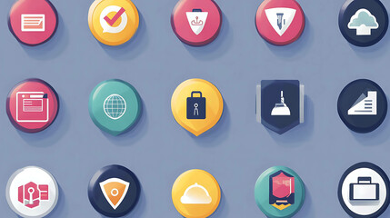 Colorful app icons on a grey background.