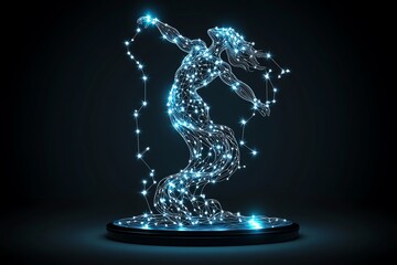 minimal aquarius constellation, with simple dots and wavy lines forming the water-bearer