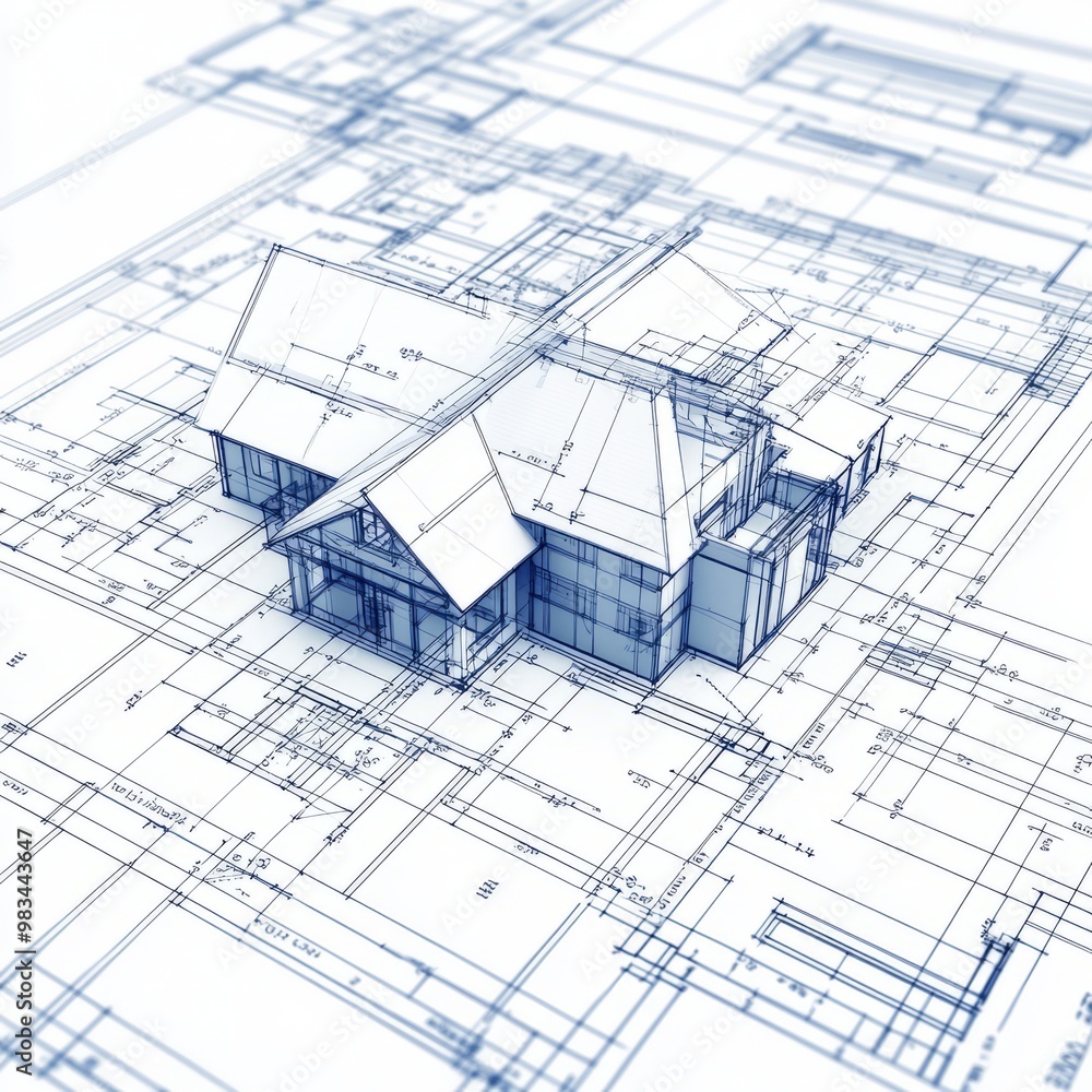 Building Blueprint Pattern Architectural Blueprint of a Modern House Design Stock Photo | Adobe Stock