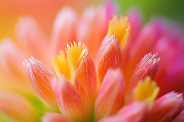 Canvas Print - Macro Photography of a Pink and Yellow Flower with Blurred Background