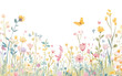 © Rawpixel.com - PNG Colorful floral meadow illustration