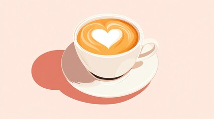 A cup of cappuccino with heart-shaped latte art.