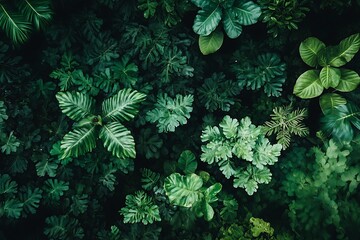 Sticker - Tropical green leaves foliage plant pattern texture background