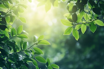 Wall Mural - Sunlight through leaves in the forest