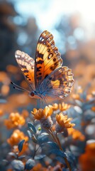 Wall Mural - Close-up of a Butterfly on a Flower