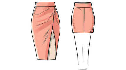 Sticker - A fashion illustration of a pink skirt with a front slit.