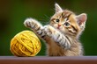 © Sanchai - A kitten playfully pawing at a ball of yarn, symbolizing sweetness in everyday moments
