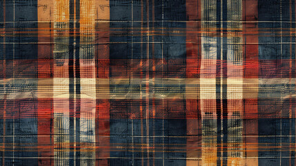 Canvas Print - Red and blue plaid fabric texture.