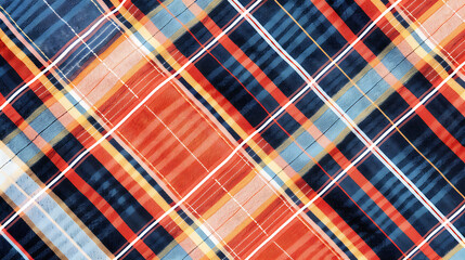 Wall Mural - Red, blue, and yellow plaid fabric.