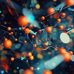 Abstract Molecular Structure with Colorful Particles