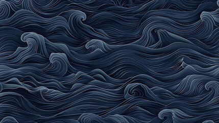 Poster - Abstract illustration of blue ocean waves.