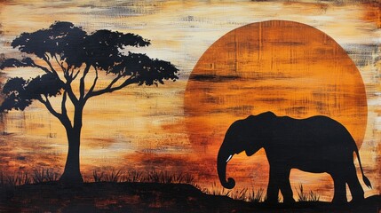 Wall Mural - African elephant in the savannah