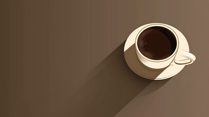 Wall Mural - A cup of coffee on a brown surface.