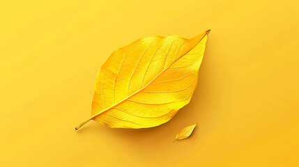 Sticker - Single yellow leaf on a yellow background.