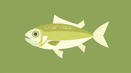 Wall Mural - Cartoon illustration of a fish with yellow scales and fins.