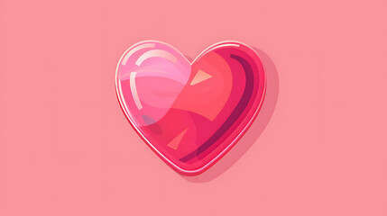 Wall Mural - A shiny pink heart on a pale pink background.