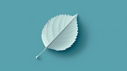 Sticker - A single, light blue leaf sits on a light blue background. The leaf is simple and slightly off-center.