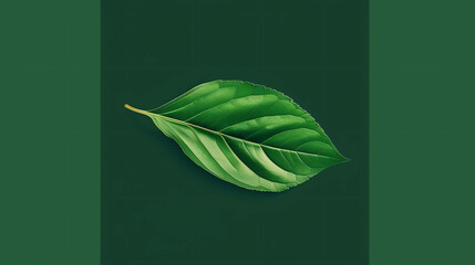 Poster - A single green leaf against a green background.