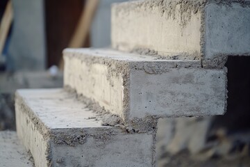 Concrete steps under construction. This image is perfect for construction, renovation, and home improvement projects.