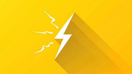 Wall Mural - Simple yellow background with a white lightning bolt graphic and long shadow.