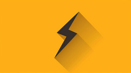 Wall Mural - Minimalist black lightning bolt icon on a yellow background.