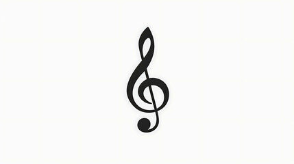 Wall Mural - A black and white treble clef on a white background.