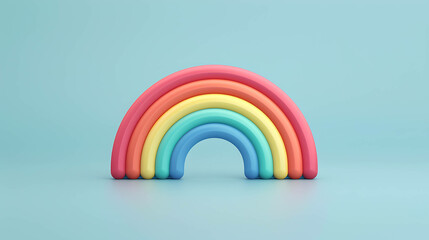 A colorful rainbow arch on a light blue background.