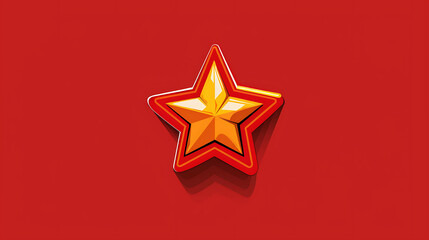 Wall Mural - A shiny gold star with red outline.