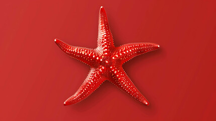 Sticker - Red starfish on a red background.